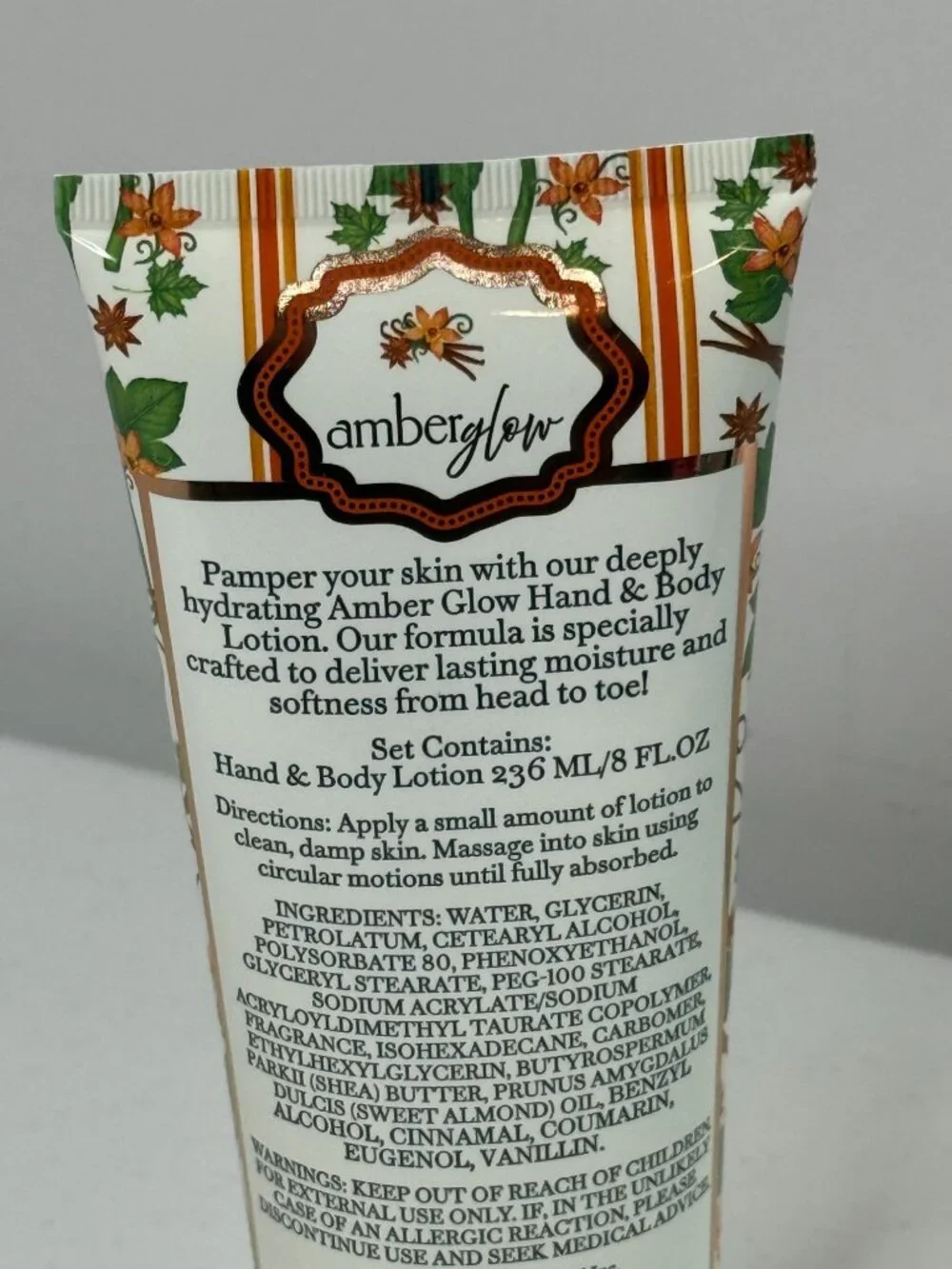 Amber Glow Vanilla Spice Moisturizing Hand & Body Lotion 8 oz New